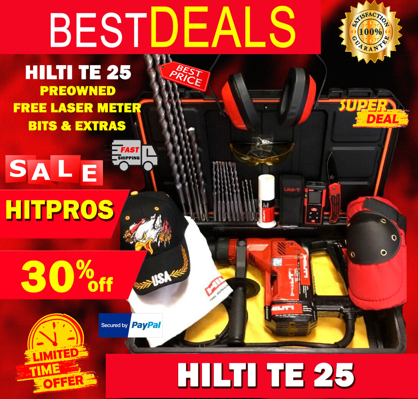 HILTI TE 25 PREOWNED, FREE LASER METER, BITS, A LOT OF EXTRA