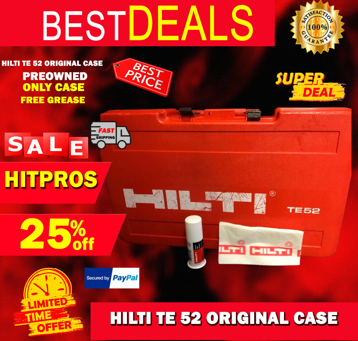 HILTI TE 52 CASE (THIS IS ONLY CASE), PREOWNED, FREE HILTI GREASE, FAST SHIP