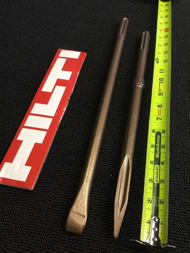 HILTI CHISEL SDS MAX SET FLAT 3/4" AND POINTED 15-1/2", PREOWNED