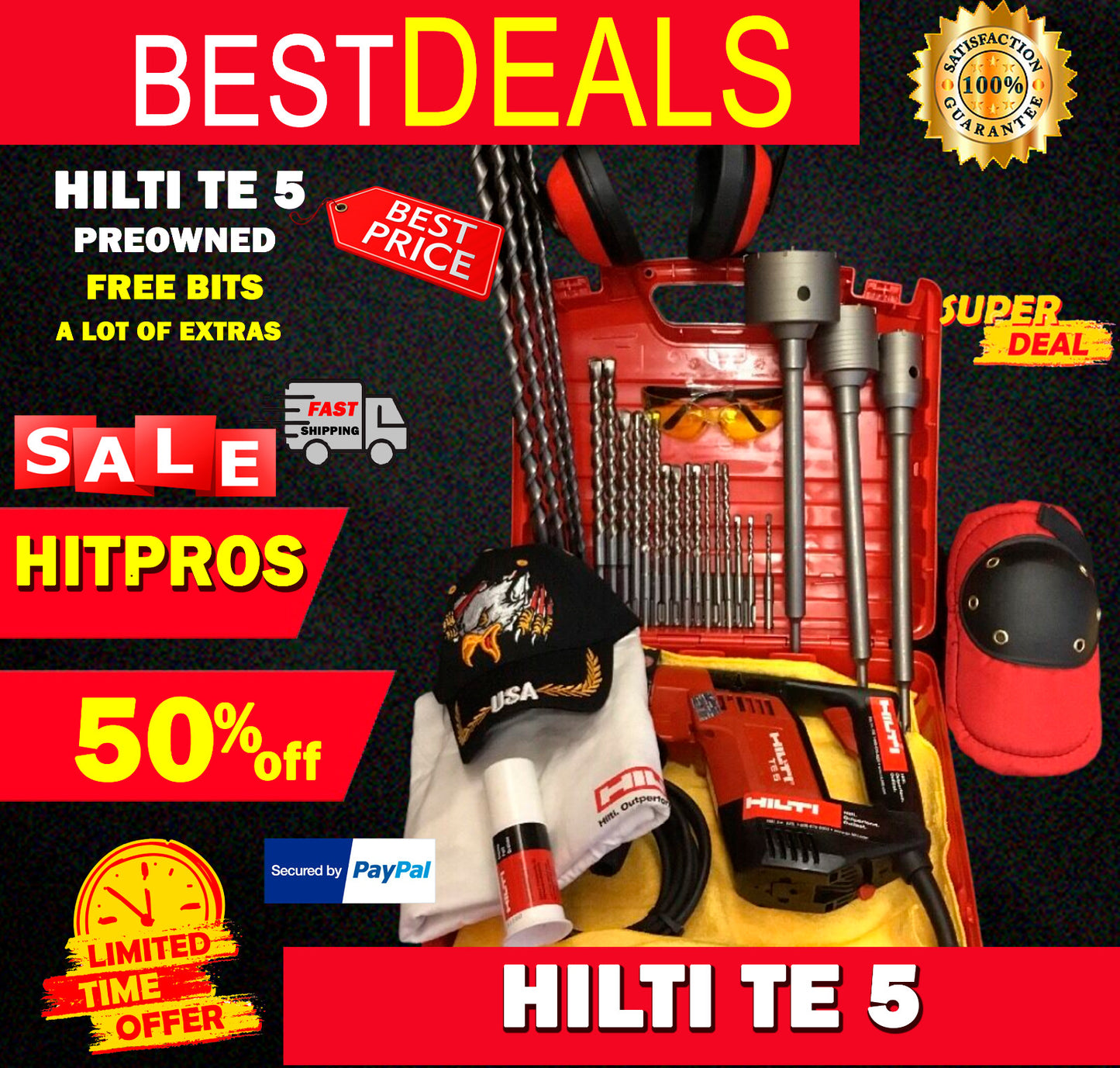 HILTI TE 5 PREOWNED, FREE BITS, LOT OF EXTRAS,