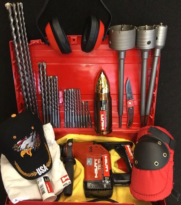 HILTI TE 15, PREOWNED, FREE THERMO, BITS, LOT OF EXTRAS