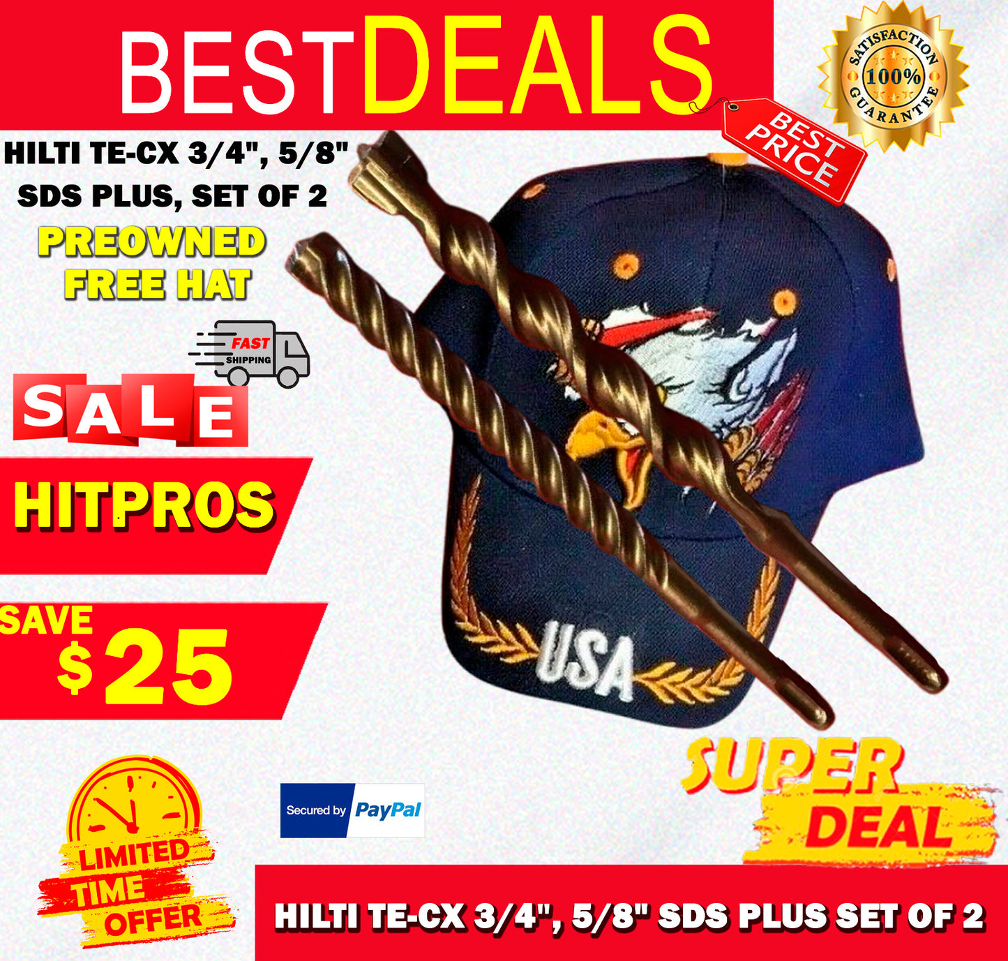 HILTI TE-CX 3/4", 5/8" SDS PLUS, SET OF 2, PREOWNED, FREE HAT, FAST SHIPPING