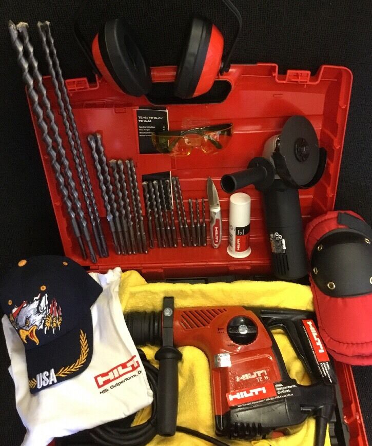 HILTI TE 16, PREOWNED, FREE ANGLE GRINDER, BITS, EXTRAS
