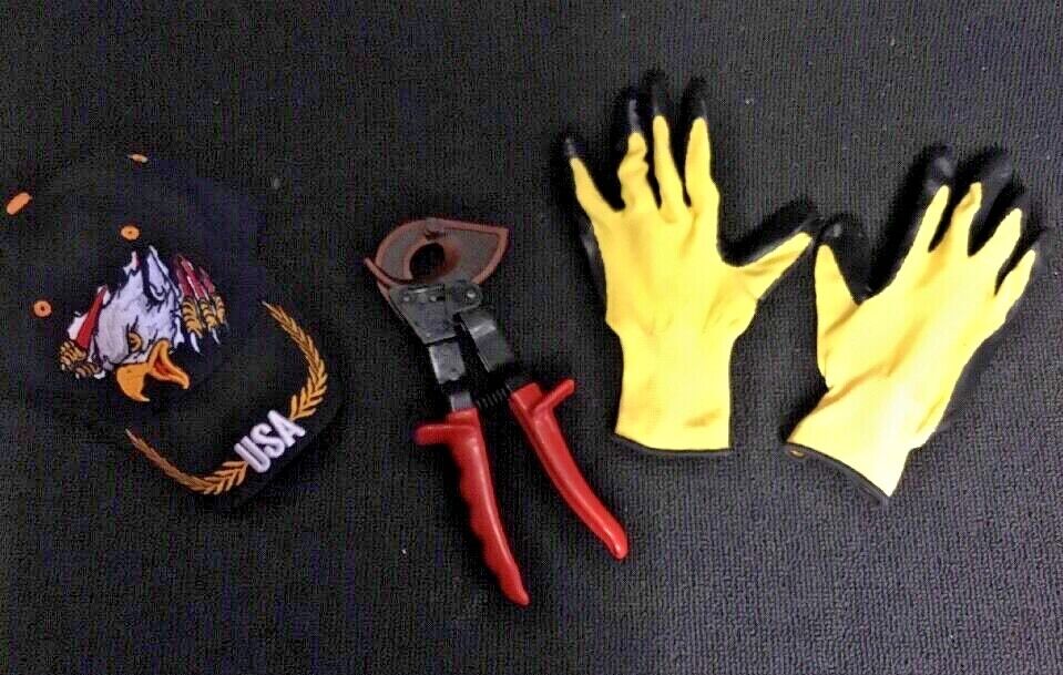 RATCHETING CABLE CUTTER, BRAND NEW, FREE HAT, GLOVES