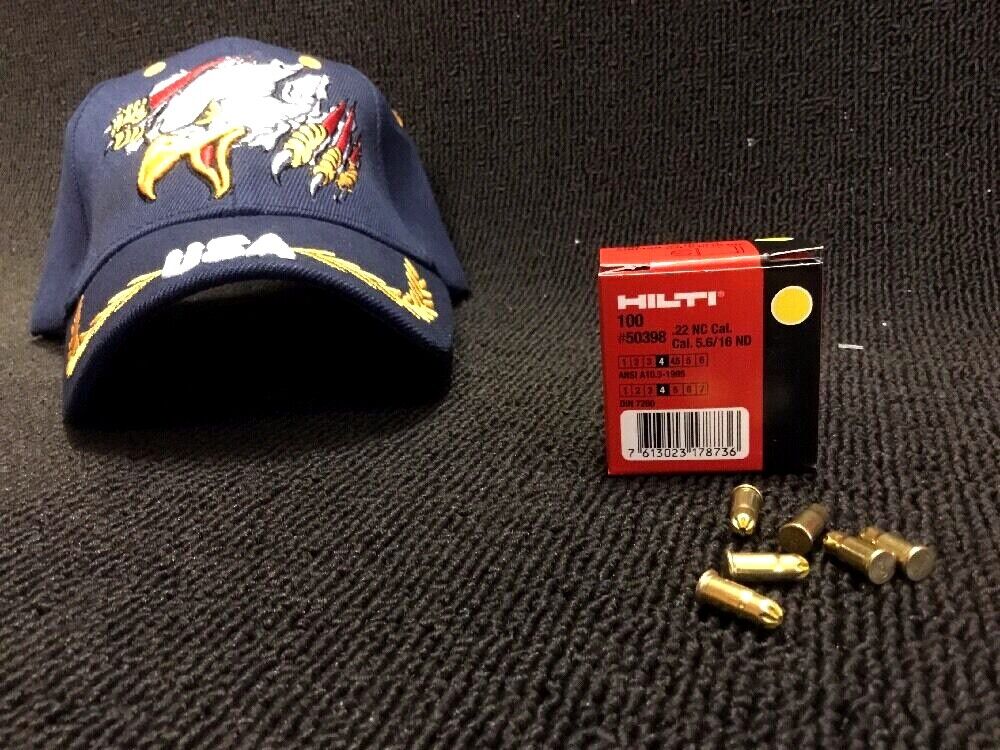 HILTI 100X CARTRIDGE 5.6/16 .22 CAL YELLOW, FOR DX E72, FREE HAT,