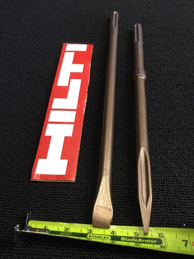 HILTI CHISEL SDS MAX SET FLAT 3/4" AND POINTED 15-1/2", PREOWNED