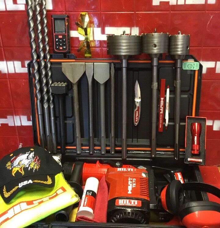 HILTE TE 75 HAMMER DRILL, PREOWNED, FREE VACUUM BITS AND CHISELS,