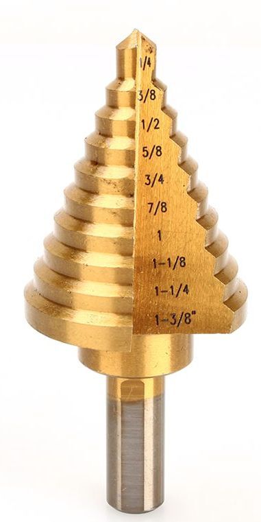 UNIBIT 1/4"-1-3/8" TITANIUM STEEL METAL VARIABLE STEPPED DOWN BIT, FAST SHIP