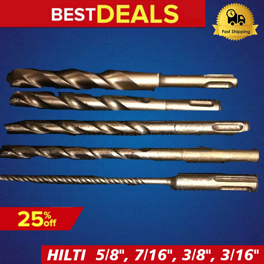 HILTI - DEWALT BITS SDS PLUS 5/8", 7/16", 3/8", 3/16", PREOWNED, HAT