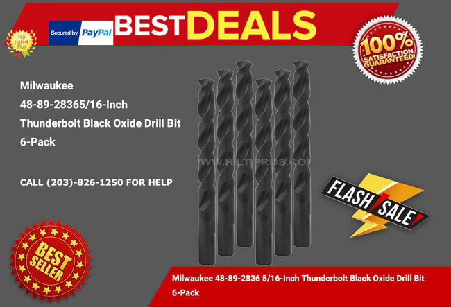Milwaukee 48-89-2836 5/16" Thunderbolt Black Oxide Drill Bit, 6-Pack