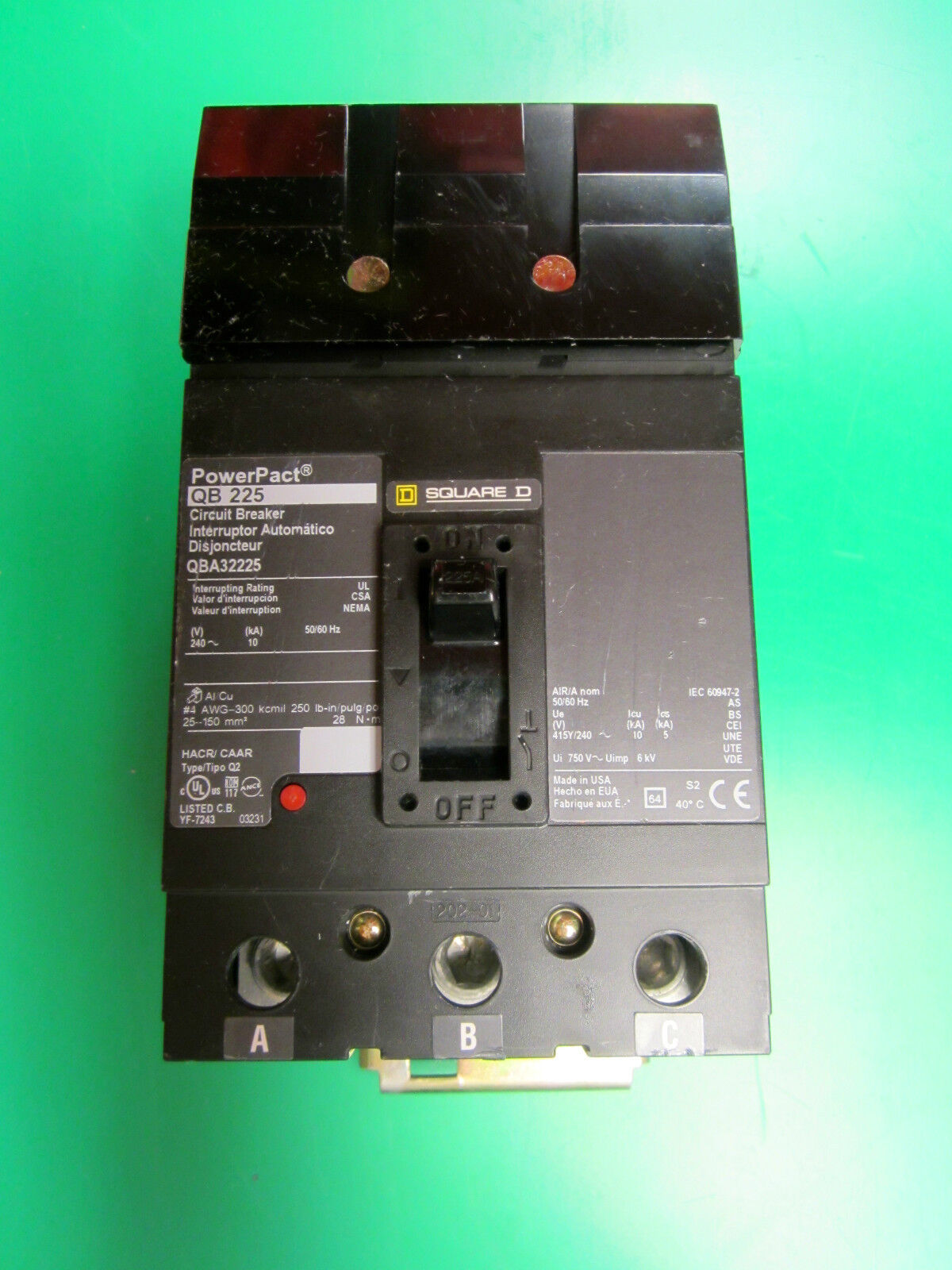 SQUARE D POWERPACT QB 225 CIRCUIT BREAKER AMP, NEW  CONDITION, FAST SHIPPING
