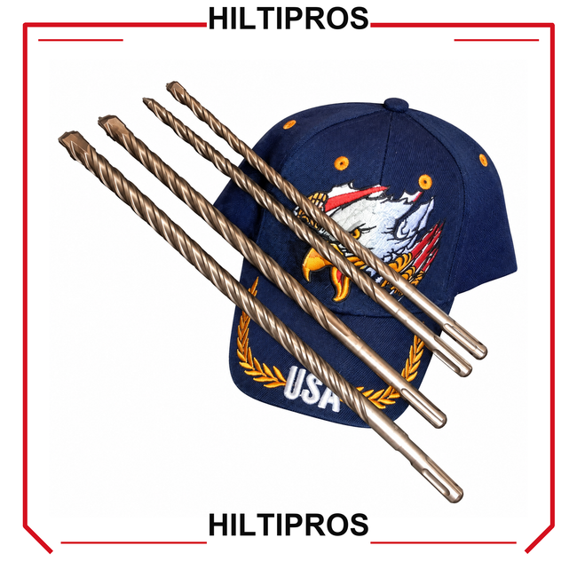 HILTI - BOSH SET OF BITS SDS PLUS 1/2", 3/8", PREOWNED, FREE HAT - HILTIPROS clean product image