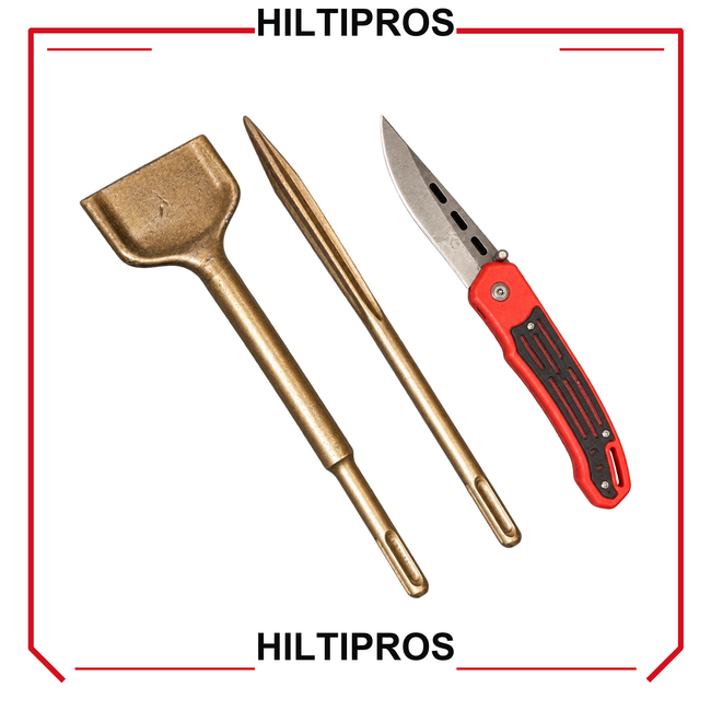 HILTI SDS PLUS CHISEL FLAT 2-7/8" X 9" & POINTED 9-1/8" PREOWNED - HILTIPROS clean product image