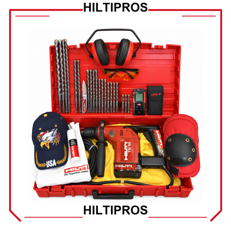 HILTI TE 15, EXCELLENT CONDITION, FREE LASER METER, BITS, AND EXTRAS - HILTIPROS clean product image