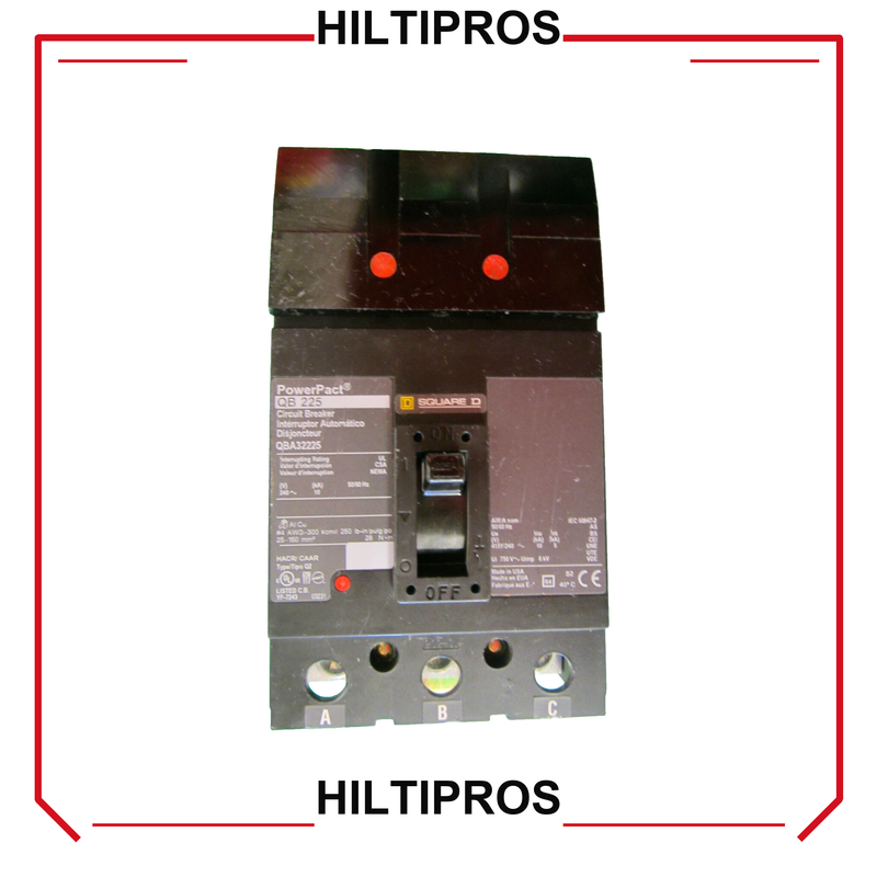 SQUARE D POWERPACT QB 225 CIRCUIT BREAKER AMP, NEW CONDITION, FAST SHIPPING - HILTIPROS clean product image