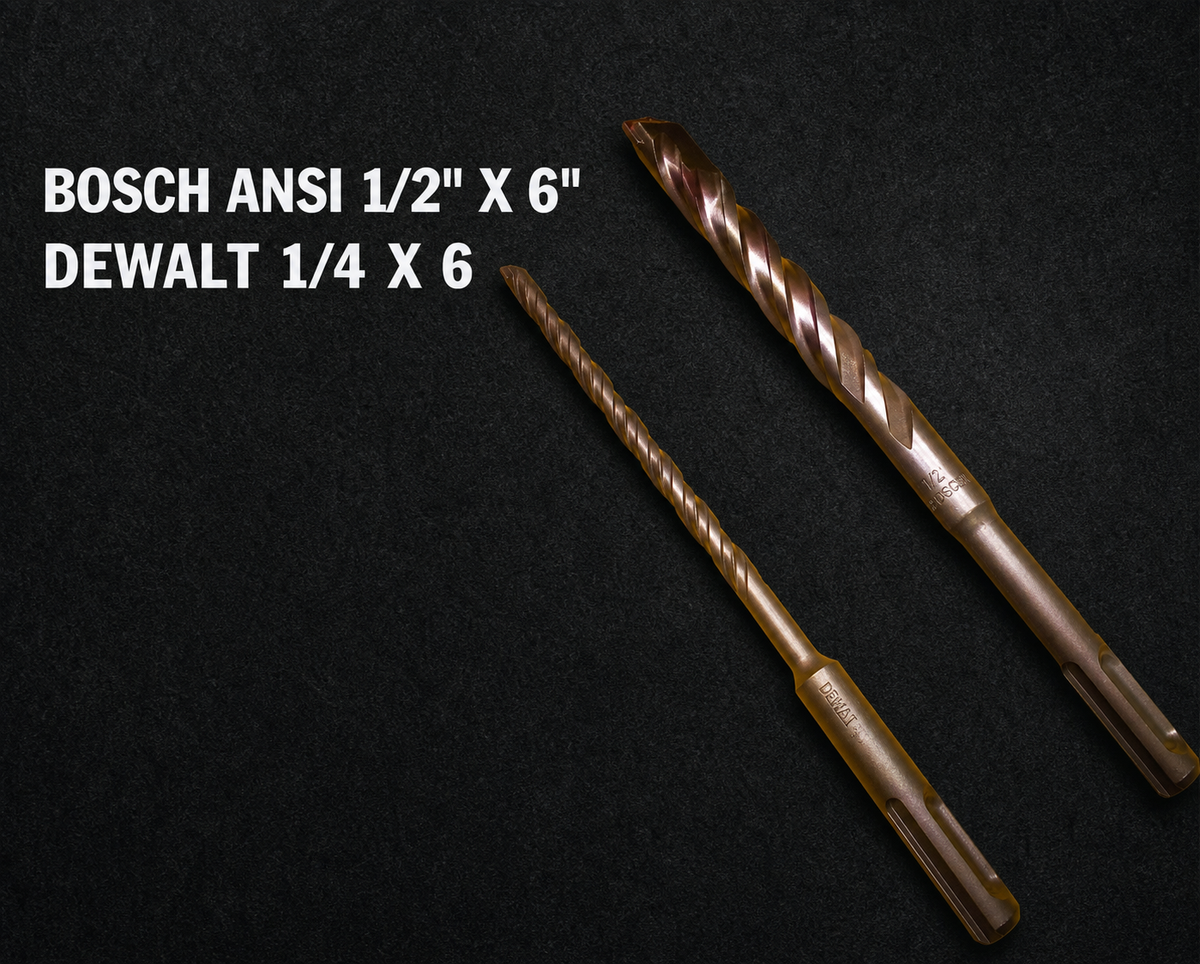 BOSCH ANSI 1/2" X 6", DEWALT 1/4 X 6