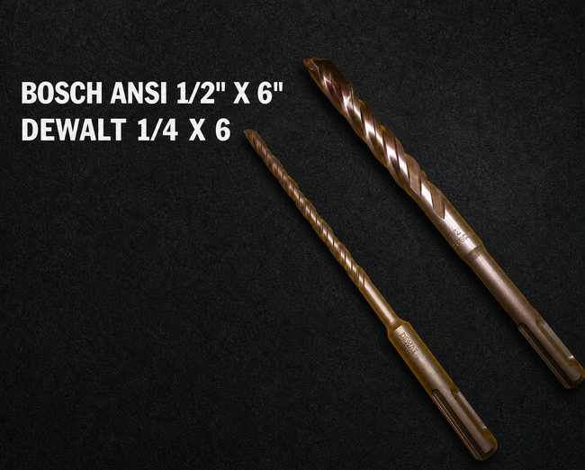BOSCH ANSI 1/2" X 6", DEWALT 1/4 X 6