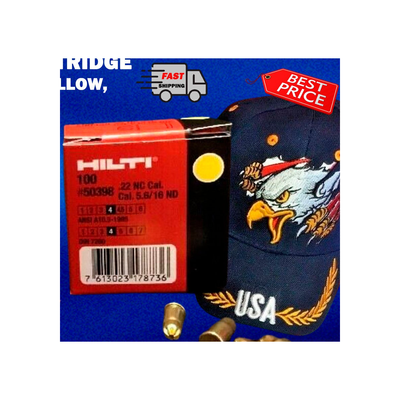 HILTI 100X CARTRIDGE 5.6/16 .22 CAL YELLOW, FOR DX E72, FREE HAT