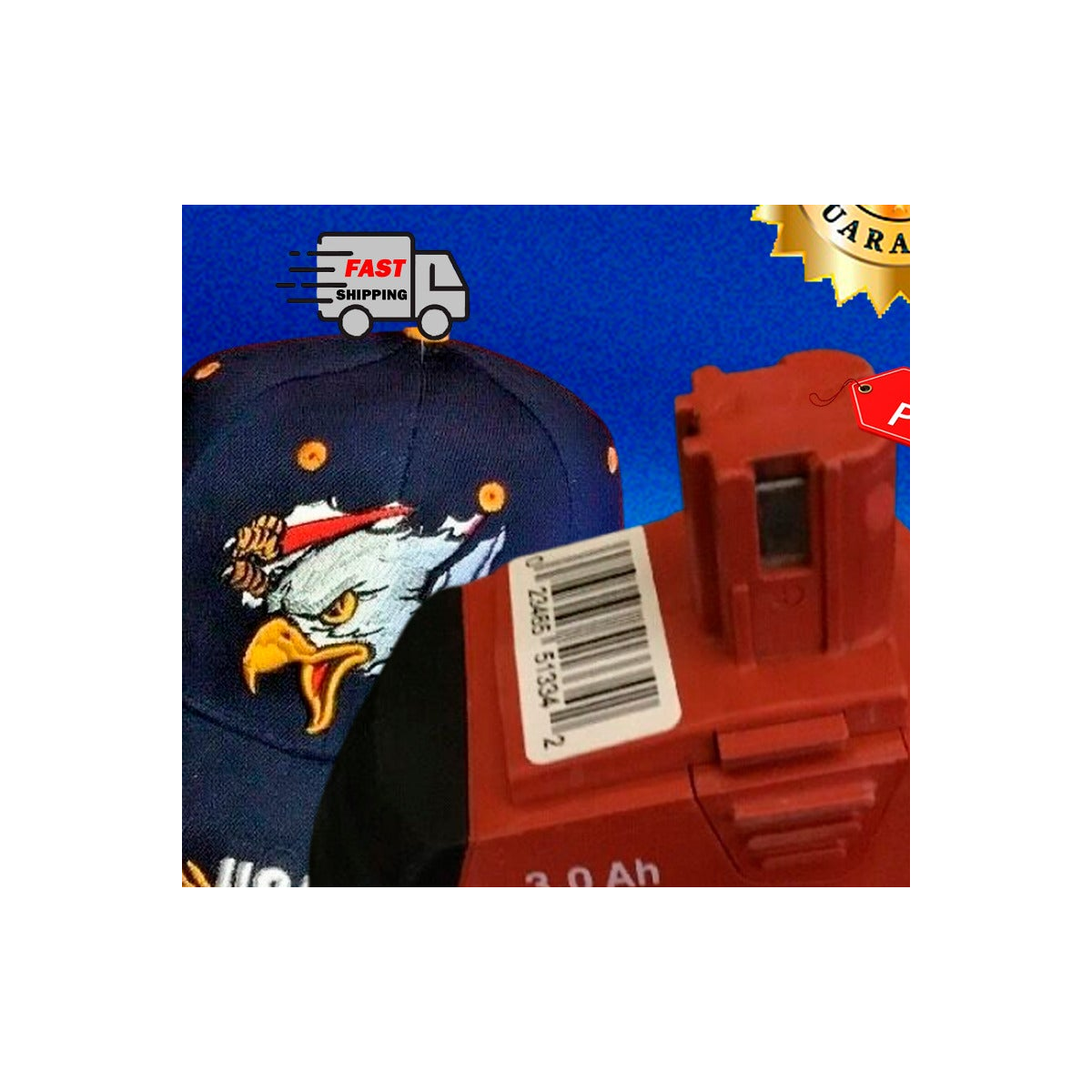 HILTI BATTERY SFB 155 3.0AH, PREOWNED, FREE AMERICAN HAT