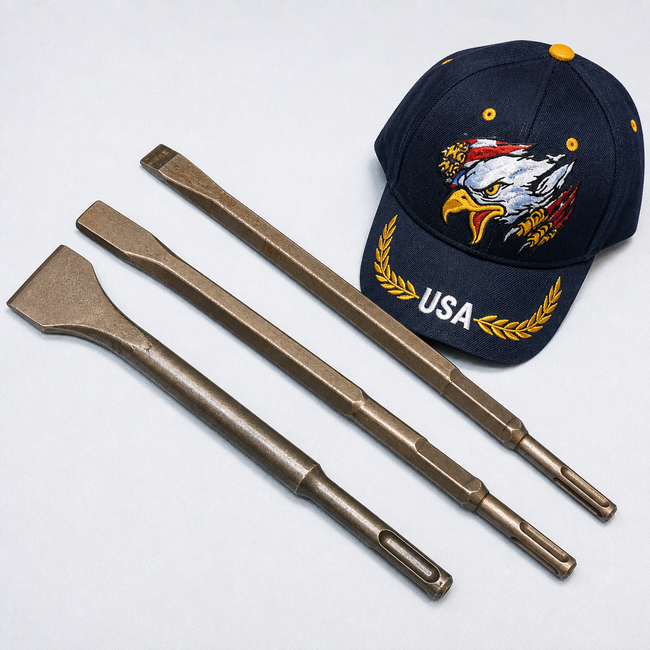 HILTI - BOSH CHISEL TE-H 2", 1", 3/4" PREOWNED, FREE HAT