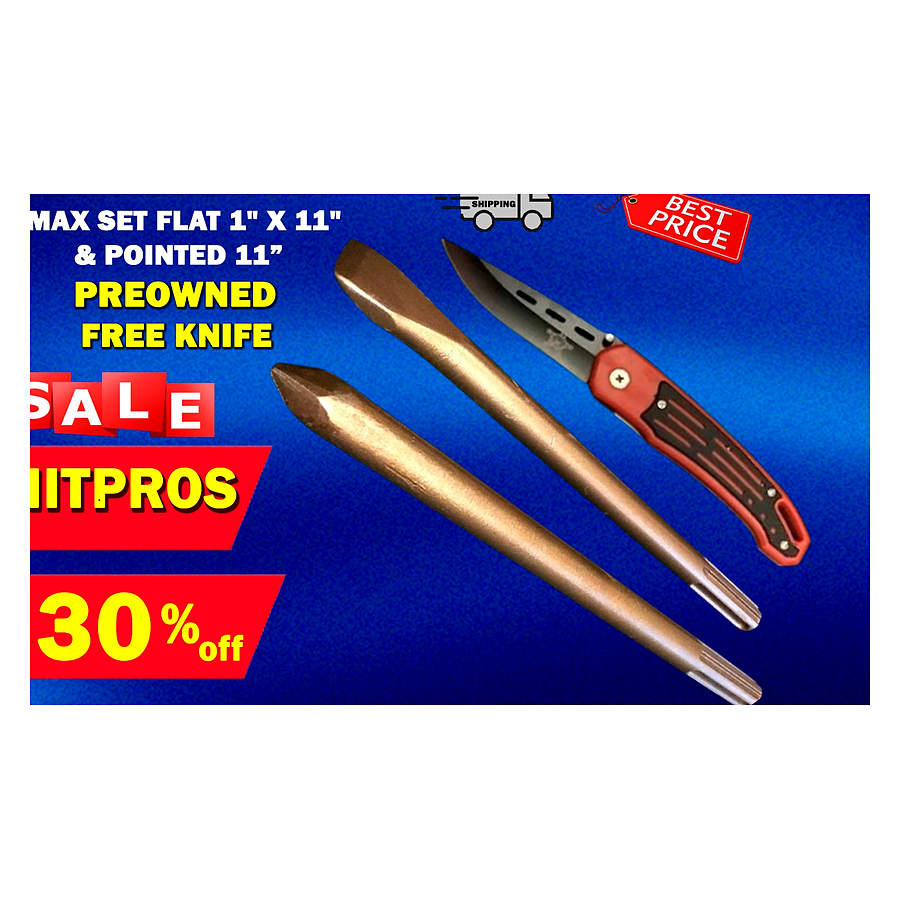 HILTI CHISEL SDS MAX FLAT 1" X 11" & POINTED 11" PREOWNED