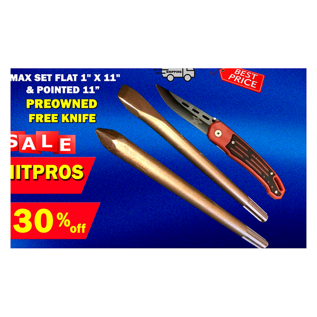 HILTI CHISEL SDS MAX FLAT 1" X 11" & POINTED 11" PREOWNED