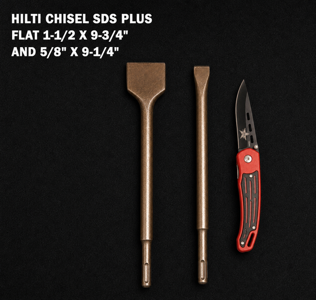 HILTI CHISEL SDS PLUS FLAT 1-1/2 X 9-3/4" AND 5/8" X 9-1/4"