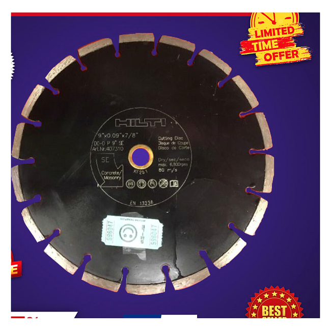 HILTI DIAMOND CUTTING DISC 9" DIAMETER - ARBOR - 7/8" - 5/8" - 407310