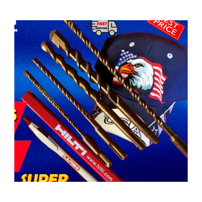 HILTI DRILL BIT 1/2", 1/4", 3/8" SDS PLUS, FREE EXTRAS, SET OF 5