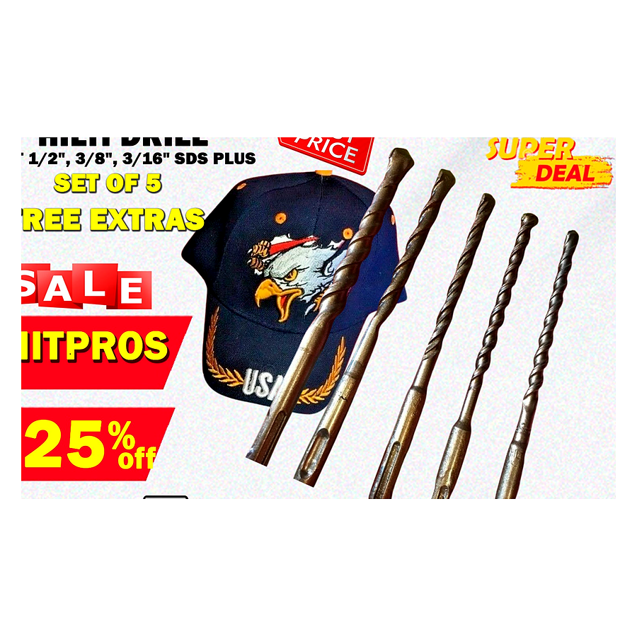HILTI DRILL BIT 1/2", 3/8", 3/16" SDS PLUS, SET OF 5