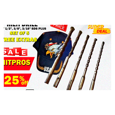 HILTI DRILL BIT 1/2", 3/8", 3/16" SDS PLUS, SET OF 5