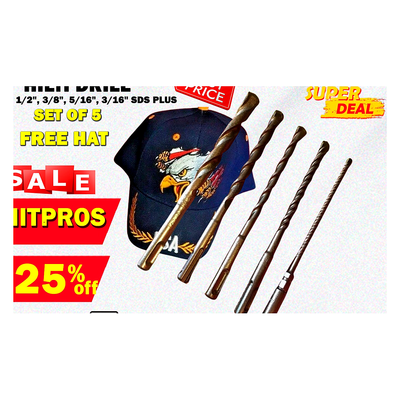 HILTI DRILL BIT 1/2", 3/8", 5/16", 3/16" SDS PLUS SET OF 5