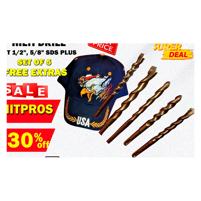 HILTI DRILL BIT 1/2", 5/8" SDS PLUS, SET OF 5
