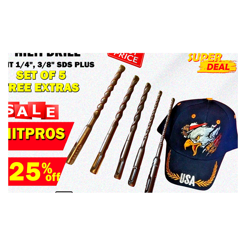 HILTI DRILL BIT 1/4", 3/8" SDS PLUS, SET OF 5