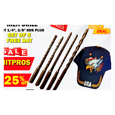 HILTI DRILL BIT 1/4", 3/8" SDS PLUS, SET OF 5