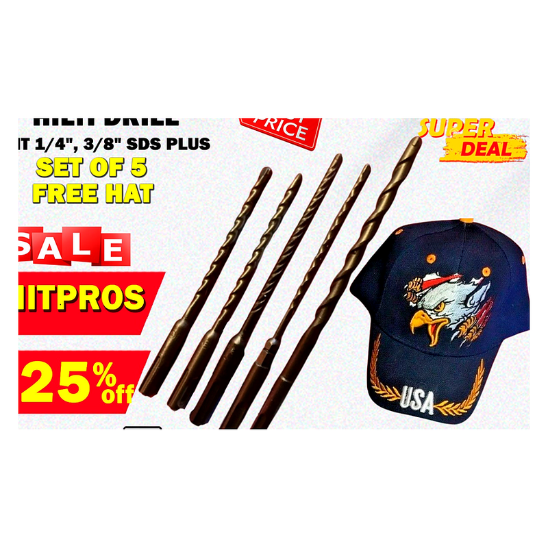 HILTI DRILL BIT 1/4", 3/8" SDS PLUS, SET OF 5