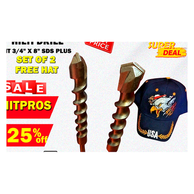 HILTI DRILL BIT 3/4" X 8" SDS PLUS SET OF 2