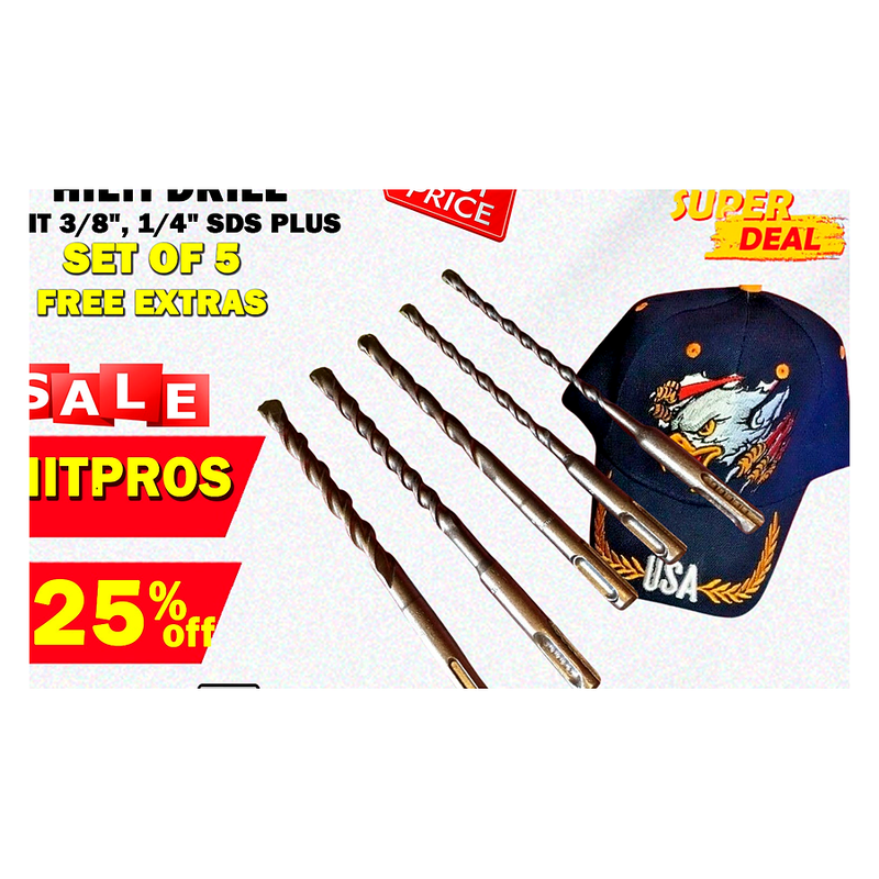 HILTI DRILL BIT 3/8", 1/4" SDS PLUS, SET OF 5