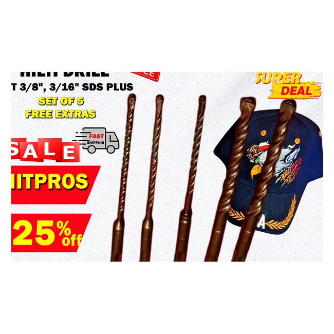 HILTI DRILL BIT 3/8", 3/16" SDS PLUS, SET OF 5