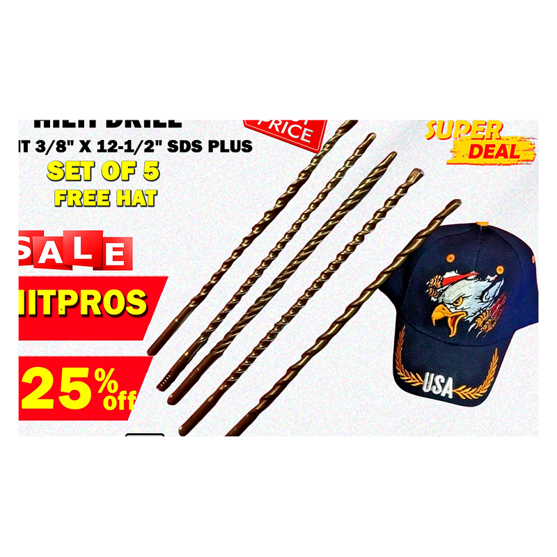 HILTI DRILL BIT 3/8" X 12-1/2" SDS PLUS, SET OF 5