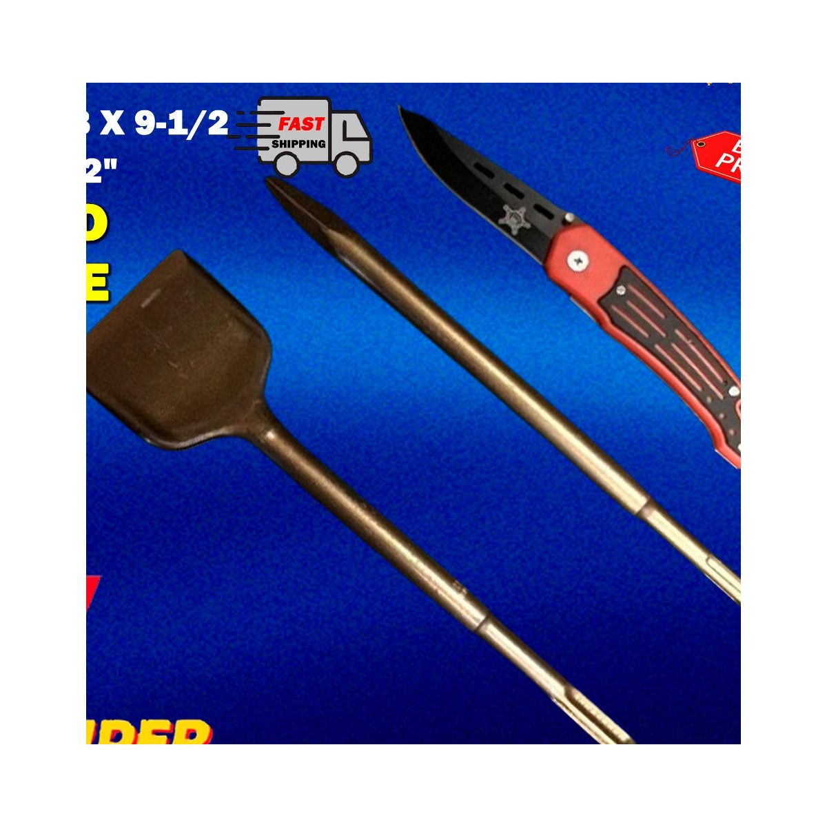 HILTI SDS PLUS CHISEL FLAT 2-7/8 X 9-1/2 AND POINTED 9-1/2" PREOWNED