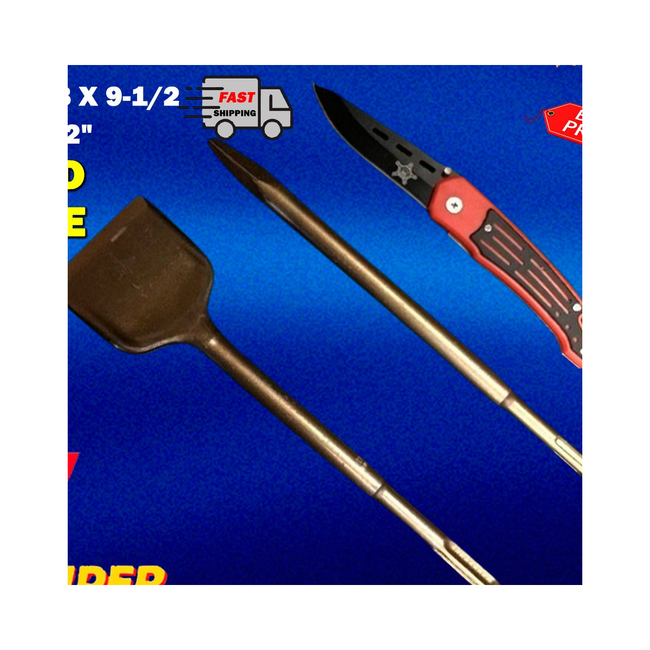 HILTI SDS PLUS CHISEL FLAT 2-7/8 X 9-1/2 AND POINTED 9-1/2" PREOWNED