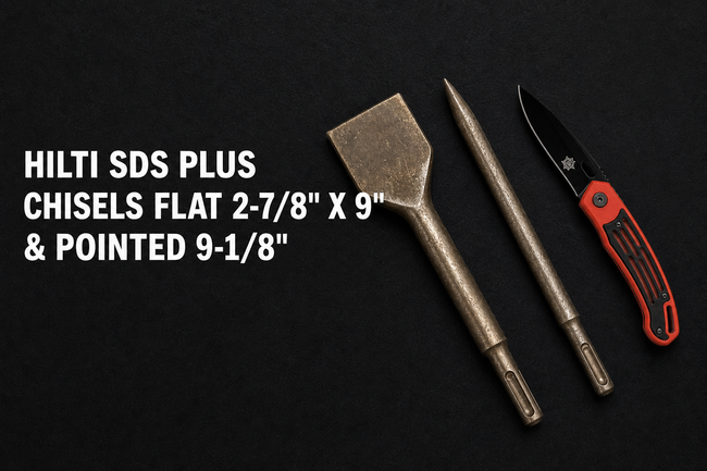HILTI SDS PLUS CHISEL FLAT 2-7/8" X 9" & POINTED 9-1/8" PREOWNED