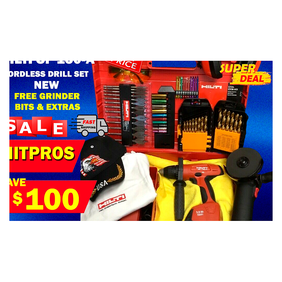 HILTI SF 150-A CORDLESS DRILL SET, NEW, FREE BITS, GRINDER, EXTRAS