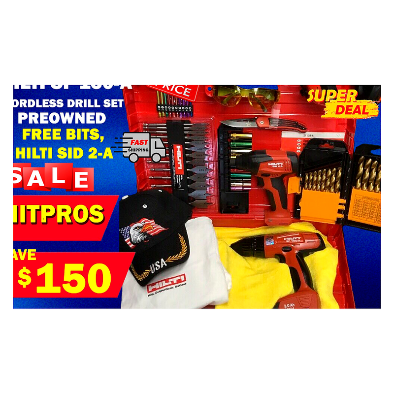 HILTI SF 150-A CORDLESS DRILL SET, PREOWNED, FREE BITS, HILTI SID 2-A