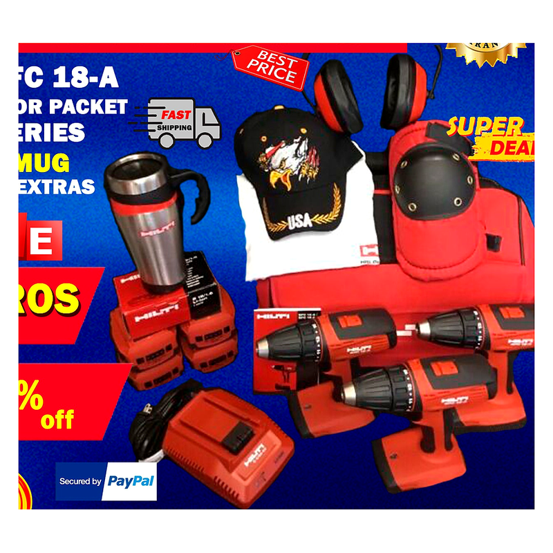 HILTI SFC 18-A, CONTRACTOR PACKET, NEW, 4 BAT, FREE MUG