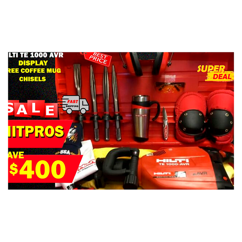 HILTI TE 1000 AVR HAMMER BREAKER, DISPLAY, FREE COFFEE MUG, CHISELS