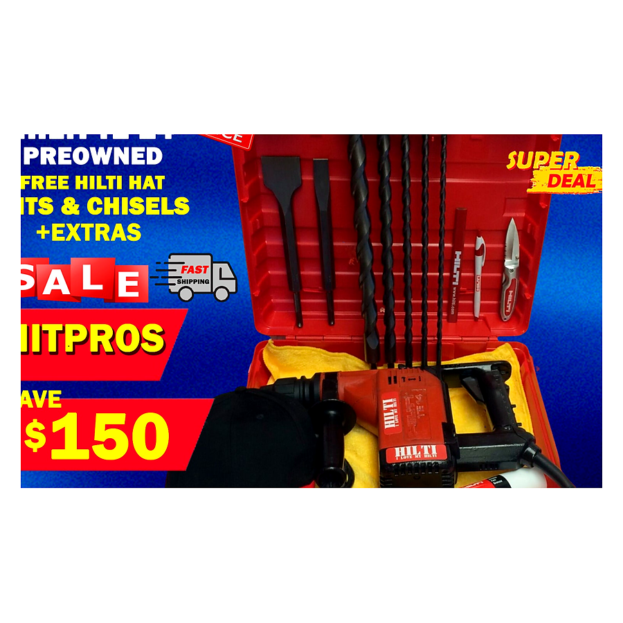 HILTI TE 14 PREOWNED, DURABLE, FREE BITS, CHISELS, HILTI HAT, EXTRAS
