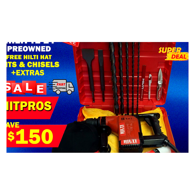 HILTI TE 14 PREOWNED, DURABLE, FREE BITS, CHISELS, HILTI HAT, EXTRAS