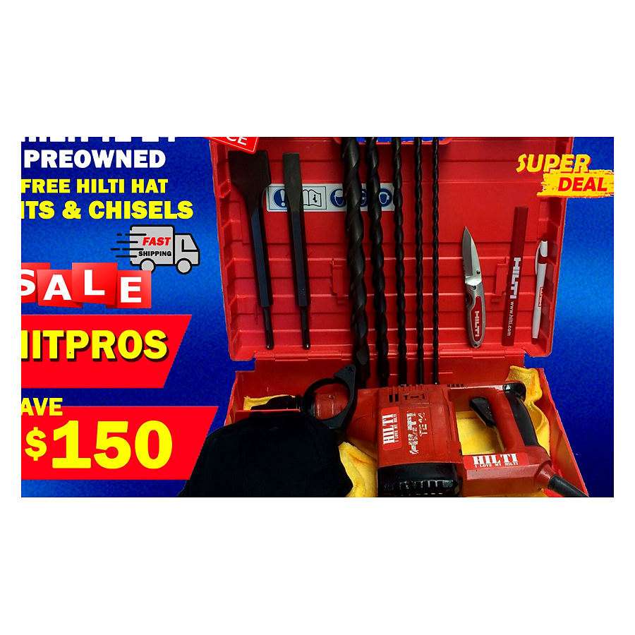 HILTI TE 14 PREOWNED, FREE BITS, CHISELS, HILTI HAT, EXTRAS